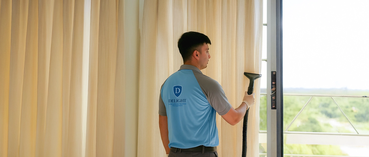 Curtain Dry Cleaning service in Dubai by Delight IFM